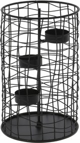 Gyertyatartó Dísz, Áttört Mintázatú, Fekete, 25 CM