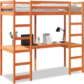 vidaXL viaszbarna tömör fenyő galériaágy-keret matrac nélkül 75x190 cm