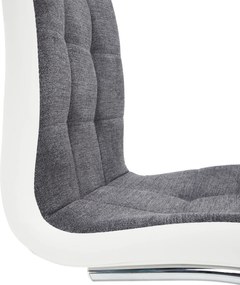 Étkezőszék, sötétszürke szövet/textilbőr fehér/króm, SALOMA NEW