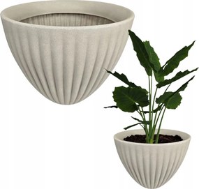 Nagy kerti virágtartó Fobos barázdált terasz virágtartó 35x39 cm bézs