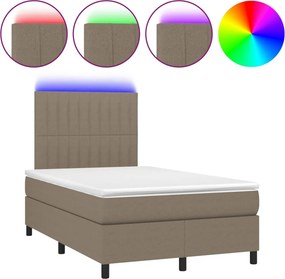 vidaXL tópszínű szövet rugós és LED-es ágy matraccal 120 x 200 cm