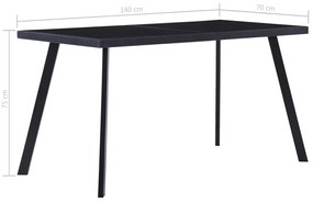 Fekete edzett üveg étkezőasztal 140 x 70 x 75 cm