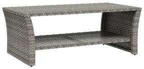 Szürke polyrattan dohányzóasztal 100 x 50 x 40 cm