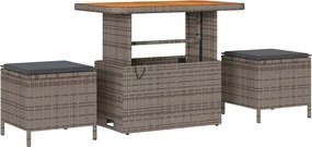 vidaXL Kerti Kanapé Szett 9 pcs Szürke Poli Rattan és Porfestett Acél