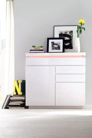 Ocean polcos-fiókos komód lakkozott MDF LED világítással 120 cm