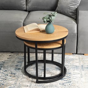 Dohányzóasztal Szett Aranytölgy Színben DELIA