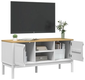 FLORO fehér tömör fenyőfa TV-szekrény 114 x 43 x 55 cm