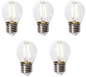 5 db E27 dimbare LED lamp P45 helder glas 3W 250 lm 3000K