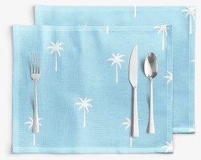 Goldea pamut reggeliző alátét - pálmák pasztell kék alapon - 2db 30 x 40 cm
