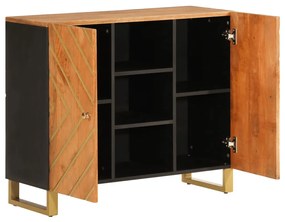 barna és fekete tömör mangófa kisszekrény 90x33,5x75 cm