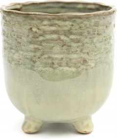 Virágtartó Zöld 12x12cm Lábakon Díszített