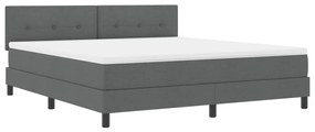 Box Spring Ágy Matrac &amp; LED Sötétszürke 180x200 cm Szövet