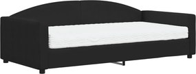 vidaXL fekete szövet kanapéágy matraccal 100 x 200 cm