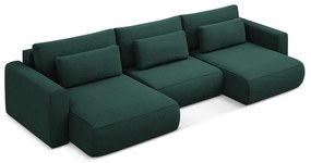 Zöld kinyitható-tárolóhelyes (U alakú) sarokkanapé Kapua – Makamii