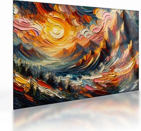 Üveg kép - Hegyek, melyeket napfény ölel (70x50 cm)