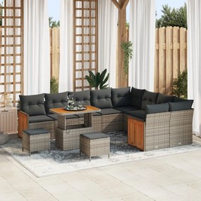 Kerti Kanapé Szett 12 pcs Szürke 90 x 55 x 71 cm polirattan