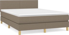 vidaXL tópszínű szövet rugós ágy matraccal 140 x 190 cm