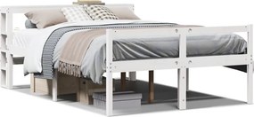 vidaXL fehér tömör fenyőfa ágy időseknek fejtámlával 140 x 200 cm