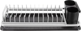 Fekete-fehér fém edényszárító 41,5x17 cm Deluxe – Orion