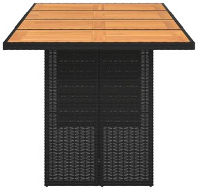 fekete polyrattan kerti asztal akácfa lappal 190 x 80 x 75 cm
