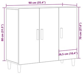 Oldalbord Fekete tölgy 90x34x80 cm Műgyanta fa