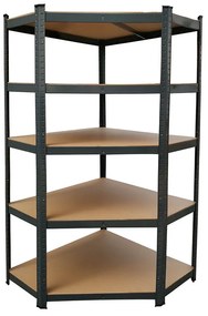Nagy teherbírású sarokpolc 180x70x40-40 cm 175 kg fekete