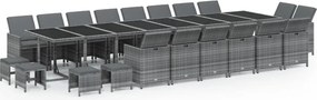 vidaXL 21 részes szürke polyrattan kerti étkezőgarnitúra párnákkal