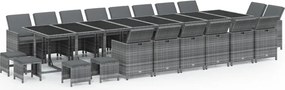 vidaXL 21 részes szürke polyrattan kerti étkezőgarnitúra párnákkal