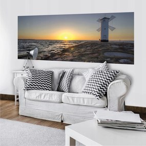 Fotótapéta Naplemente tenger sziklás part szélmalom 250x104 +ragasztó