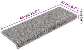 10 db szürke lépcsőszőnyeg 65x21x4 cm