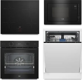 Beko Akciós készülékszett - beépíthető sütő BBIS17300BMPSEC + indukciós főzőlap HII64400SMT + mikrohullámú sütő BMGB25333BG + mosogatógép BDIN38441P