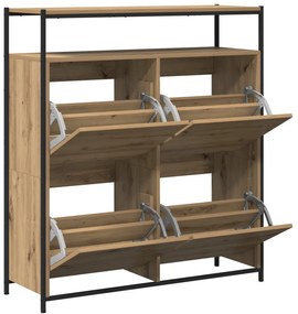 Cipőtartó 4 Tolórekesz Mesterséges tölgy 100x34x112 cm