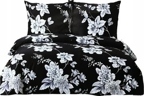 Ágyneműhuzat 160X200 Pamut Szatén Ágyneműhuzat Garnitúra Párnahuzat Fekete Virágos