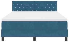 Boxspring Ágy Mattal Sötét Kék 140x200 cm Bársonyos