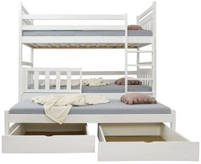 Wilsondo PETRA 5 emeletes ágy pótággyal - fehér Méret: 200x90