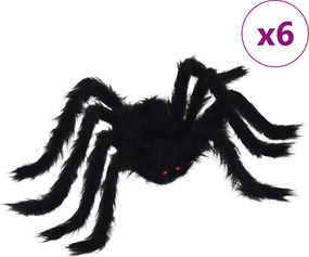 vidaXL Halloween Pók Dísz 6 pcs Fekete 75 cm Poliészter és acél