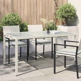vidaXL fehér polyrattan és edzett üveg kerti asztal 150 x 90 x 75 cm