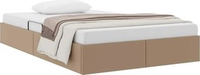 vidaXL Tárolós Ágy fejtámlával tárolóval Kávé 120 x 200 cm Műbőr