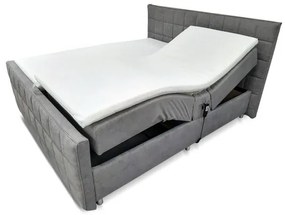 Elektromosan állítható kárpitozott HELEN ágy matracokkal és topperrel, 180×200 cm, szürke