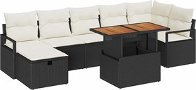vidaXL Kerti Kanapé Szett párnával tárolóval 8 pcs Fekete polirattan
