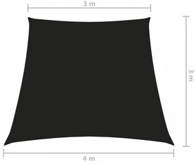 fekete trapéz alakú oxford szövet napvitorla 3/4 x 3 m