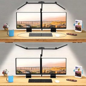 LED érintős asztali lámpa, állítható fényerő, 24W, 3000-6500K, CRI 92, fekete