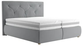Boxspring ágy ELEN 160x200 cm szürke matraccal és topperrel