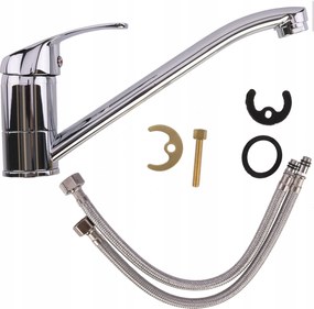 Mosogató csaptelep egy fogantyúval, meghosszabbított forgó csaptelep króm