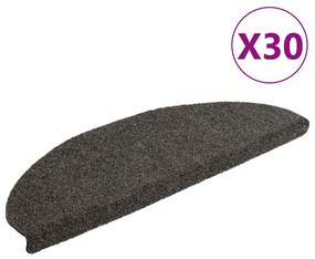 öntapadós lépcsőszőnyegek 30 db 65 x 21 x 4 cm antracit színű, félkör alakú, nagy