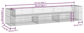 tömör impregnált fenyőfa gabion kerti pad 347x71x65,5 cm