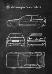 Volkswagen Scirocco Mk2 Retro Poster poszter