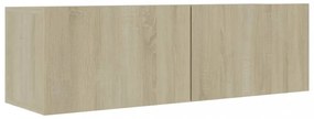 4 db sonoma tölgy színű szerelt fa TV-szekrény 100 x 30 x 30 cm