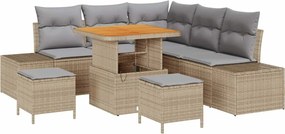 vidaXL Kerti Kanapé Szett párnával tárolóval 8 pcs Bézs Poli rattan
