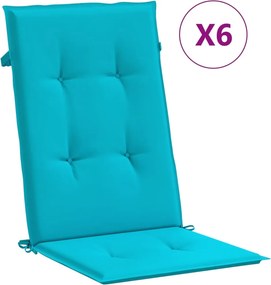 vidaXL 6 db türkizkék szövet magas háttámlájú székpárna